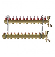 Комплект коллекторов Danfoss FHF-12F set с расходомерами, кронштейнами и воздухоотводчиками, 12 контуров. 088U0732