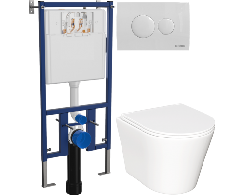 Комплект Унитаз подвесной Ceramicanova Forma CN3011 с микролифтом + Инсталляция DIWO 4501 + Кнопка 7310 белая