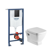 Комплект Унитаз подвесной Santek Нео 1WH302423 с микролифтом + Инсталляция Grohe Rapid SL 1000044 3 в 1 с панелью смыва