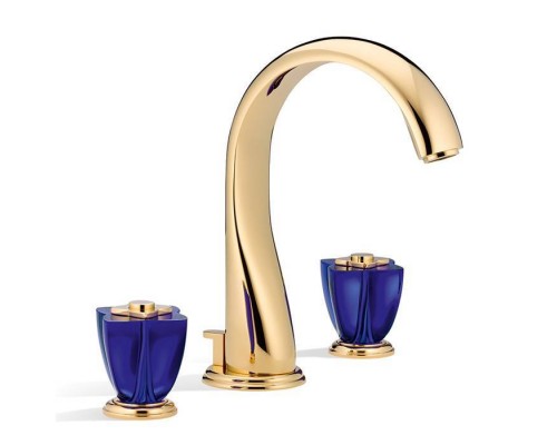 THG Pуtale de cristal bleu Смеситель для раковины, 3 отв., цвет: золото/синий хрусталь. U6B-F01-151 THG Pуtale de cristal bleu Смеситель для раковины, 3 отв., цвет: золото/синий хрусталь. U6B-F01-151