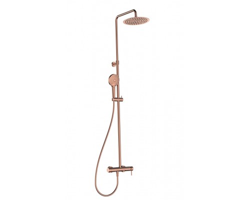 AQM8011BC Душевая система со смесителем и изливом, Ø250, лейка 3 реж, 1100-1500мм, медь шлифованная AQM8011BC