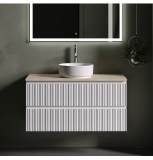 Тумба с раковиной Sancos Snob R 100 см, bianco, столешница бежевая, раковина CN5001