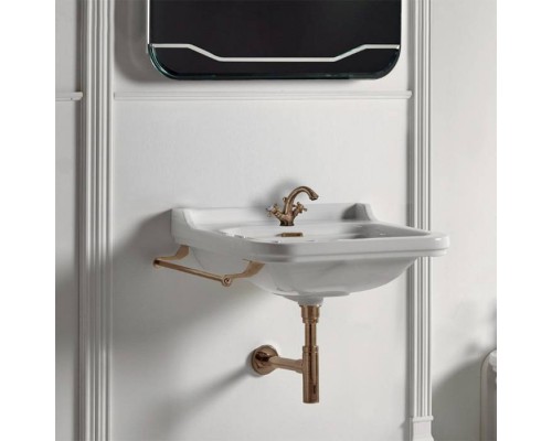 Kerasan Waldorf Раковина 60х55 см, 1 отв., керамическая, цвет: белый/бронза. 4140K1bi/cr*1,  811393br