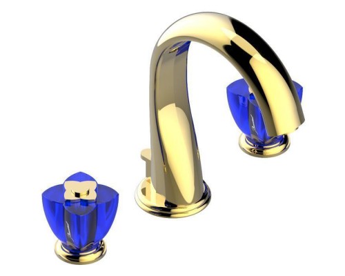 THG Pуtale de cristal bleu Смеситель для раковины, 3 отв., цвет: золото/синий хрусталь. U6B-F01-151 THG Pуtale de cristal bleu Смеситель для раковины, 3 отв., цвет: золото/синий хрусталь. U6B-F01-151