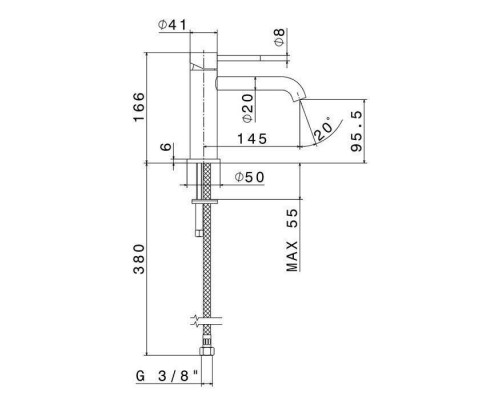 Newform X-STEEL 316 Смеситель для раковины на 1 отв.,  без донного клапана, излив 14.5см., цвет: INOX. 69612X.50.050