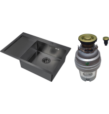 Комплект Мойка Zorg Inox PVD 7851 R grafit + Измельчитель ZR-75 D BRONZE