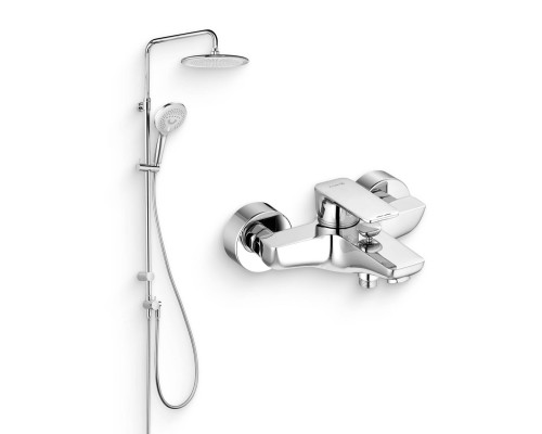 Душевой комплект Смеситель Kludi Pure Style 406810575 хром + Стойка Freshline dual shower system 6709005-00