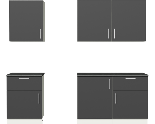 Кухонный гарнитур Domaci Болонья 240 см, фасад графит, ручка хром, столешница луна KUH-708359