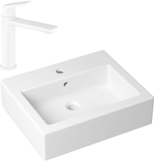 Комплект Раковина Lavinia Boho Bathroom Sink 33311014 + Смеситель Wellsee ICON! for life 182305000 матовый белый