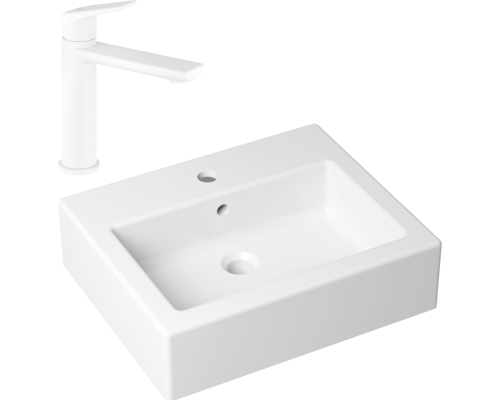 Комплект Раковина Lavinia Boho Bathroom Sink 33311014 + Смеситель Wellsee ICON! for life 182305000 матовый белый