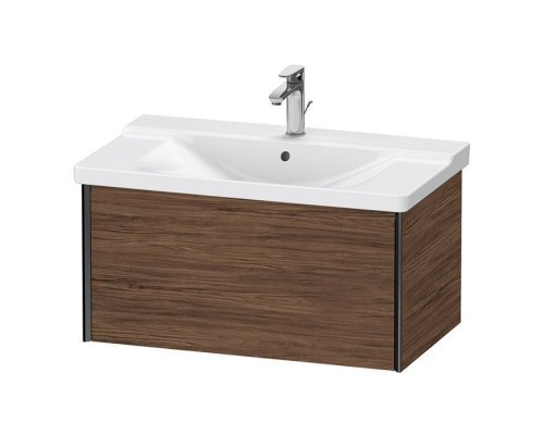 Duravit XViu Тумба подвесная 81x46.9x40.5см, с раковиной, 1 ящик, цвет: walnut dark/черный матовый. 2332850000,  XV40160B221