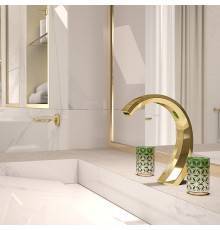 THG Nihal Porcelaine Verte Смеситель для раковины на 3 отверстия, с донным клапаном, цвет: Soft gold. U2R-F30-151