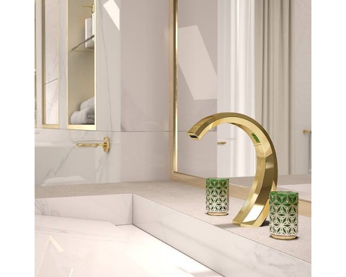 THG Nihal Porcelaine Verte Смеситель для раковины на 3 отверстия, с донным клапаном, цвет: Soft gold. U2R-F30-151