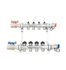 Комплект коллекторов РЕХАУ с шаровыми кранами HKV, G1, 11 контуров, выход-3/4 ЕК, нержавеющая сталь