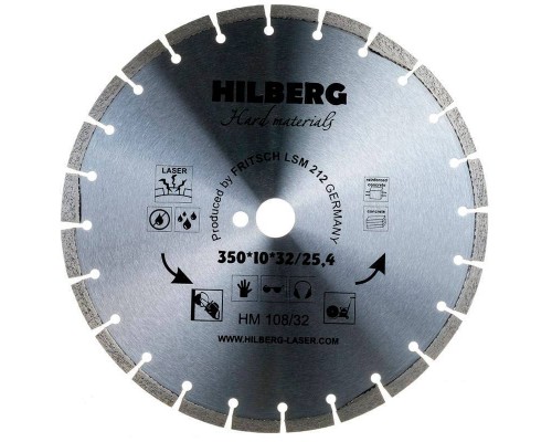 Диск алмазный Hilberg 350*32/25,4 Hard Materials Лазер HM108/32 Диск алмазный Hilberg 350*32/25,4 Hard Materials Лазер HM108/32