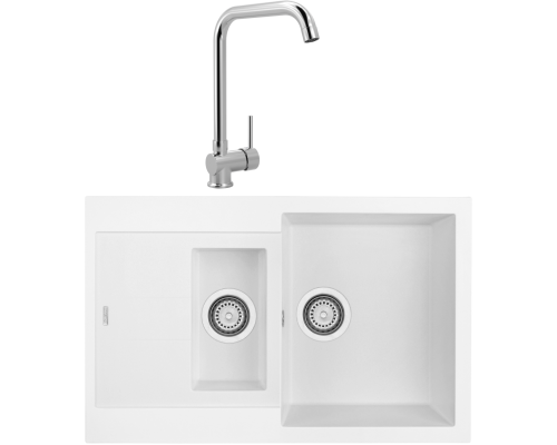 Комплект Мойка кухонная Longran Amanda AMG780.500 15 - 07 alpina + Смеситель MEGA Didim MG-CM107 хром