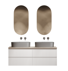 Мебель для ванной комнаты Sancos Snob R 140, bianco, столешница бежевая TT140A2, раковина CN6048MH