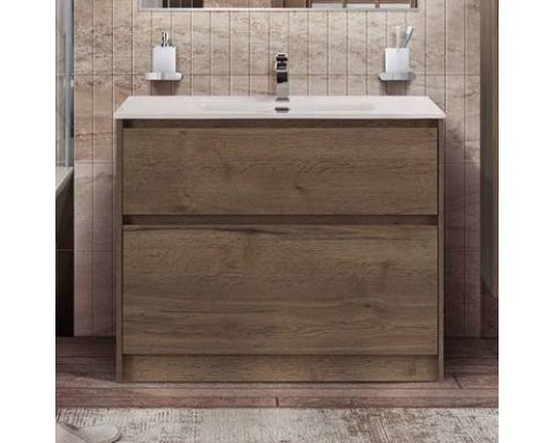 Тумба с раковиной BelBagno Kraft 100 напольная, rovere tabacco, раковина BB1000ETL