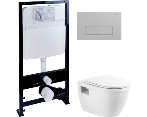 Комплект Унитаз подвесной BelBagno Loto BB070CHR/SC безободковый + Инсталляция EWRIKA ProLT 0026-2020 + Кнопка 0040 хром матовый