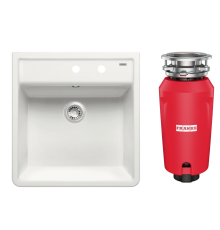 Комплект Мойка Blanco Panor 514501 белая глянцевая, два отверстия + Измельчитель Franke