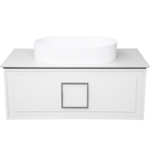 Тумба с раковиной La Fenice Cubo 90 подвесная, bianco, ручка хром, столешница белый мрамор, раковина матовая белая