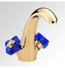 THG Pуtale de cristal bleu Смеситель для раковины, 1 отв., цвет: золото/синий хрусталь. U6B-F01-2155