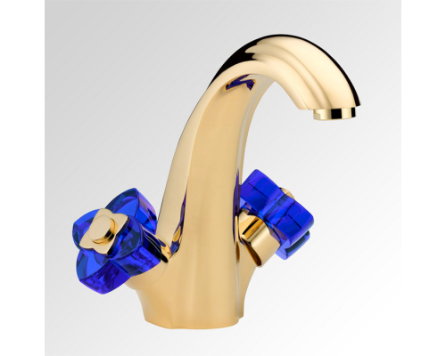 THG Pуtale de cristal bleu Смеситель для раковины, 1 отв., цвет: золото/синий хрусталь. U6B-F01-2155 THG Pуtale de cristal bleu Смеситель для раковины, 1 отв., цвет: золото/синий хрусталь. U6B-F01-2155