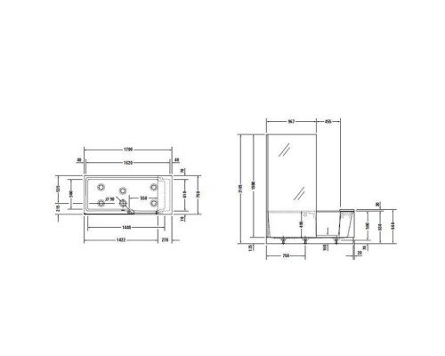 DURAVIT Shower + Bath Bathtub Ванна 170х75хh210.5см, прямоугольная с входной дверью и душевой шторкой ЗЕРКАЛЬНОЙ, SX - левосторонняя, цвет: белый. 700403000100000,  791246000001000
