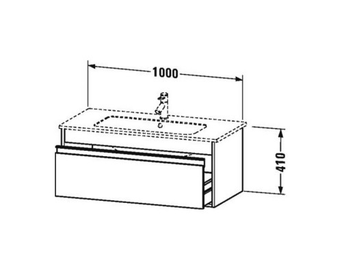 Duravit Ketho Тумба подвесная, 100x47.5х41см., с раковиной, 1 ящик, цвет: каштан темный. 2336100000,  KT642005353