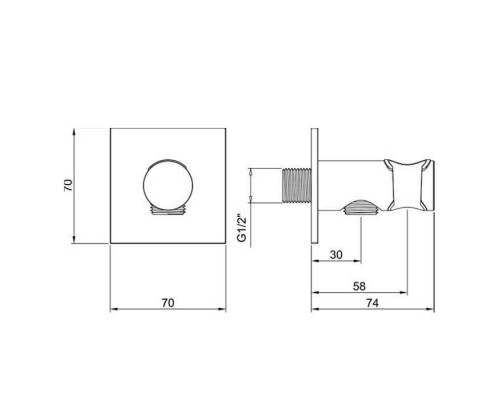 Almar Round Душевое подключение с держателем круглое, квадр. отражатель, цвет: High Brass. E095039.HB
