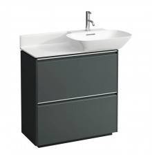 Laufen INO Тумба под раковину 77x35x78см, напольная, 2 ящика, ручки из анодированного алюминия, цвет: интенсивный серый. 8.1330.1.000.104.1,  4.0300.2.110.266.1
