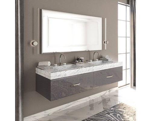 VITAGE milldue edition HILTON Тумба подвесная 180х56х32см, мраморная столешница с 2 раковинами, отделка: стекло twill smoke. 5802.93, 7339.93 SX, 7339.93 DX, 4356.180.T06.3.2 VITAGE milldue edition HILTON Тумба подвесная 180х56х32см, мраморная столешница с 2 раковинами, отделка: стекло twill smoke. 5802.93, 7339.93 SX, 7339.93 DX, 4356.180.T06.3.2