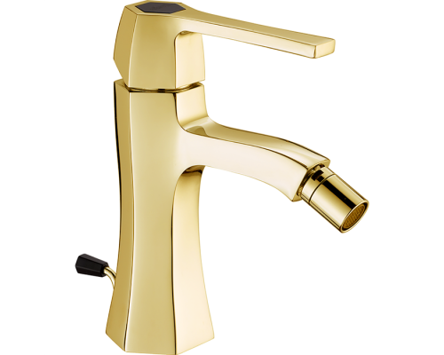 CISAL Cherie Смеситель однорычажный для биде на 1 отверстие с донным клапаном, цвет: золото/черный матовый. CH0005547C