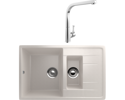 Комплект Мойка кухонная Ulgran U-205 -331 белая + Смеситель MEGA Mega MG-SUN03