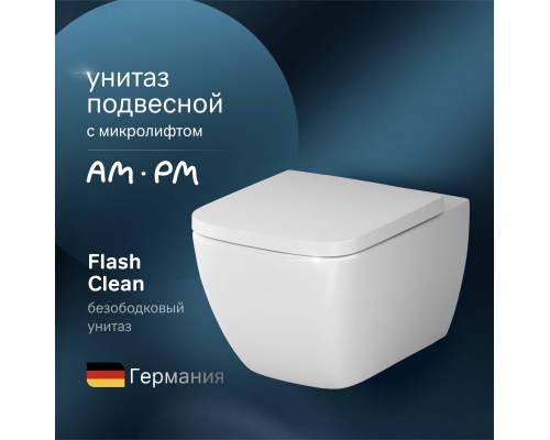 Унитаз подвесной AM.PM Gem C901701SC безободковый, с микролифтом Унитаз подвесной AM.PM Gem C901701SC безободковый, с микролифтом