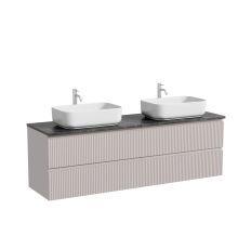 Тумба с раковиной Sancos Snob R 160, doha soft, столешница черный мрамор TT160A1X, раковина CN5043