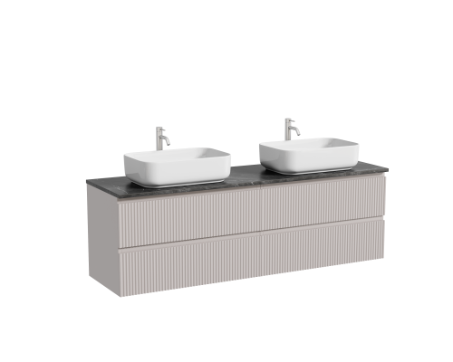 Тумба с раковиной Sancos Snob R 160, doha soft, столешница черный мрамор TT160A1X, раковина CN5043