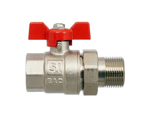 Кран шаровой латунный Smart Install ВР/НР 3/4  с американкой бабочка. 57152S