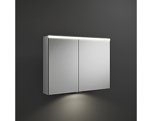 BURGBAD Iveo  Зеркальный шкаф с подсветкой , 90.8х68х16см, свет. 1 выкл. стекл полки, 2 зеркальн двери с обеих сторон, зеркальная поверхность. SPHY090R