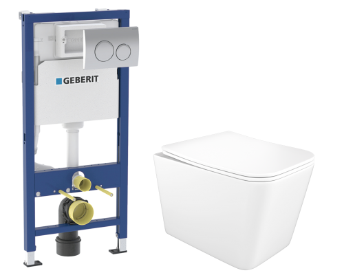 Комплект Унитаз подвесной STWORKI Молде S23401WH + Инсталляция Geberit Delta 20 458.118.21.2 с кнопкой смыва, хром