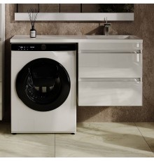 Тумба с раковиной Style Line Даллас Леон 120 R Люкс Plus подвесная, белая, для стиральной машины