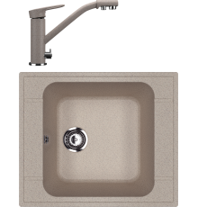 Комплект Мойка кухонная Ulgran U-604 -302 песочная + Смеситель U-010 -302 песочный