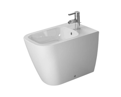 Duravit Happy D.2 Биде напольное 57х35.5см, пристенный вариант, с перел., с 1 отв. под смес., вкл. заглушку для перелива, хром, вкл. крепление Durafix. 2267100000