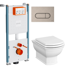 Комплект Унитаз подвесной VitrA Valarte 7805B003-0075 + Крышка 124-003-009 с микролифтом + Инсталляция V-Fix Core 732-5800-01PV + Кнопка Root Round 740-2295 никель