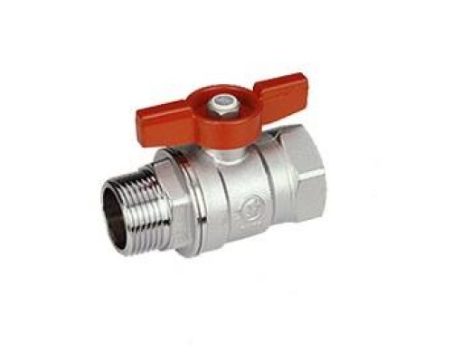 Кран шаровой, Giacomini, R254D, стандартный проход, 1/2, ВН, ручка-бабочка красная, латунь, хромированный