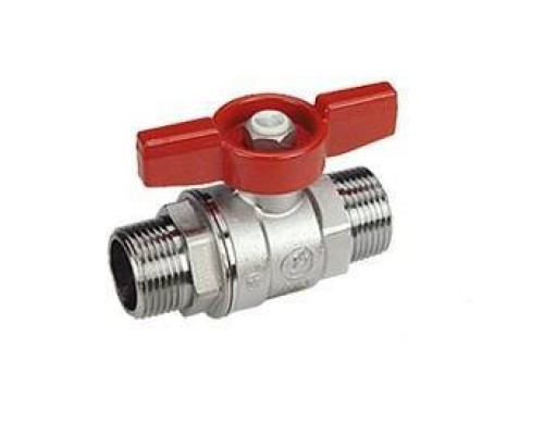 Кран шаровой, Giacomini, R253D, стандартный проход, 1/2, НН, ручка-бабочка красная, латунь, хромированный Кран шаровой, Giacomini, R253D, стандартный проход, 1/2, НН, ручка-бабочка красная, латунь, хромированный