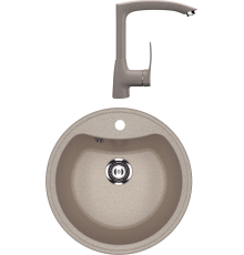 Комплект Мойка кухонная Ulgran U-601 -302 песочная + Смеситель U-005 -302 песочный