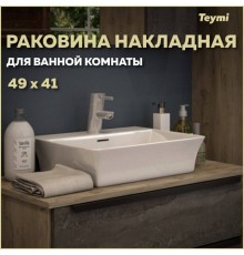Раковина накладная Teymi Aina 49 с полочкой под смеситель, белая T50002
