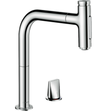 HG 73 819 000 Metris Select M71 Смеситель для кухни 208 мм, на 2 отв., 2 реж., выдвижной излив, M 73819000