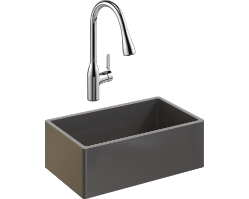 Комплект Мойка кухонная Domaci Сиена 50276-112 антрацит + Смеситель STWORKI 33138-123/1BG-IG11